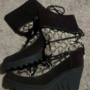 Coach Brown Wedge Boots